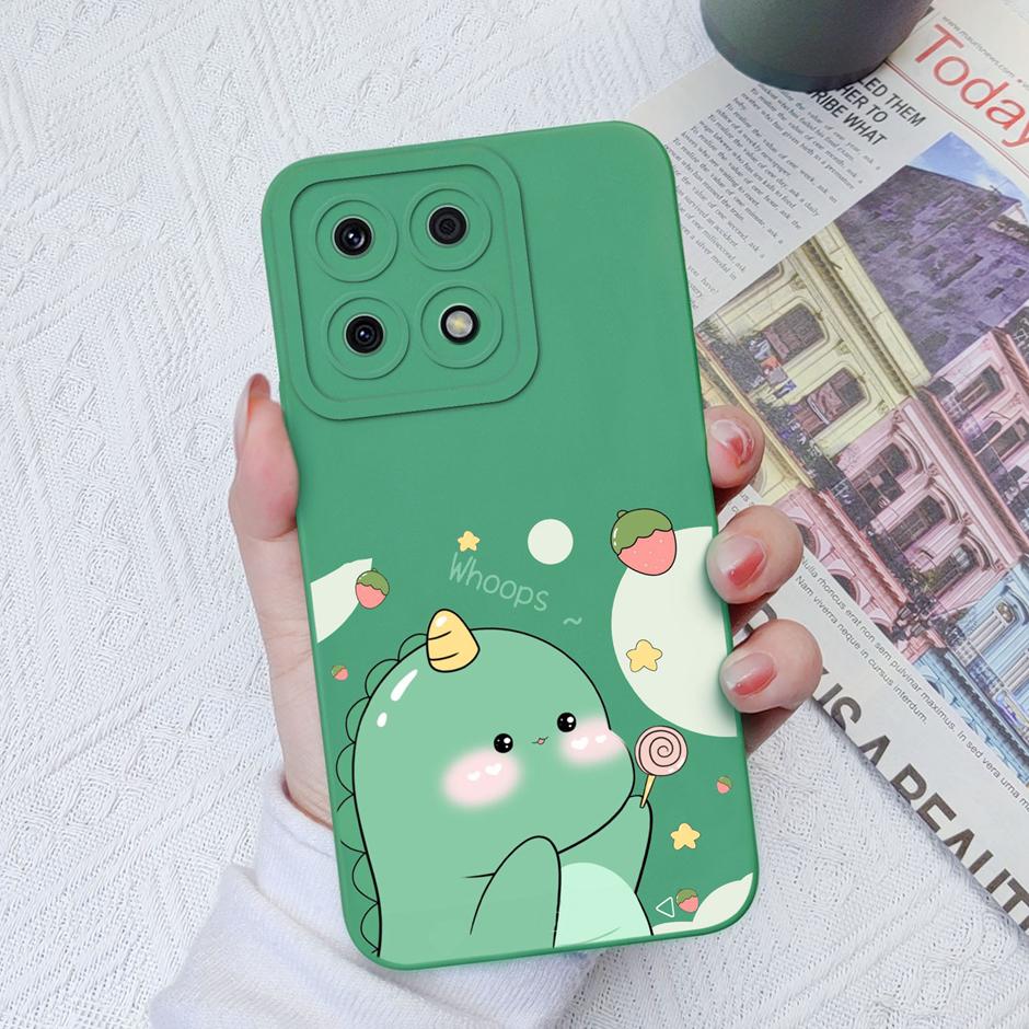 For Honor X8a X8b Cases Cute Dinosaur Leopard Print Liquid Silicone Protective Cover For Honor X8A Honor X8B 6.7 Inches Fundas