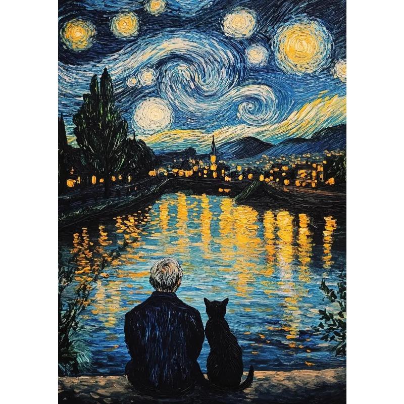 Abstract Van Gogh Landscape Poster Sydney Opera House Starry Night Prints Canvas Painting Wall Art for Home Living Room Decor