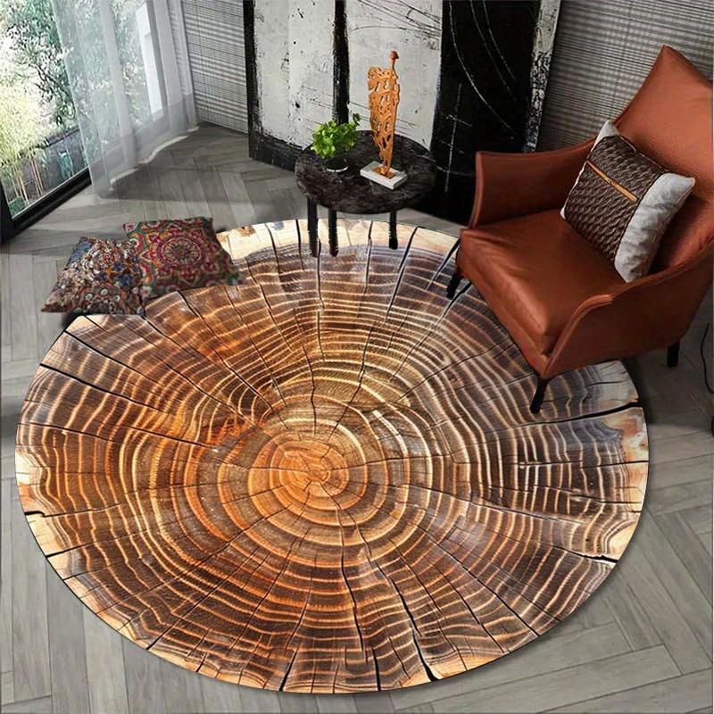 Round Tree Stump Ring Pattern Carpet