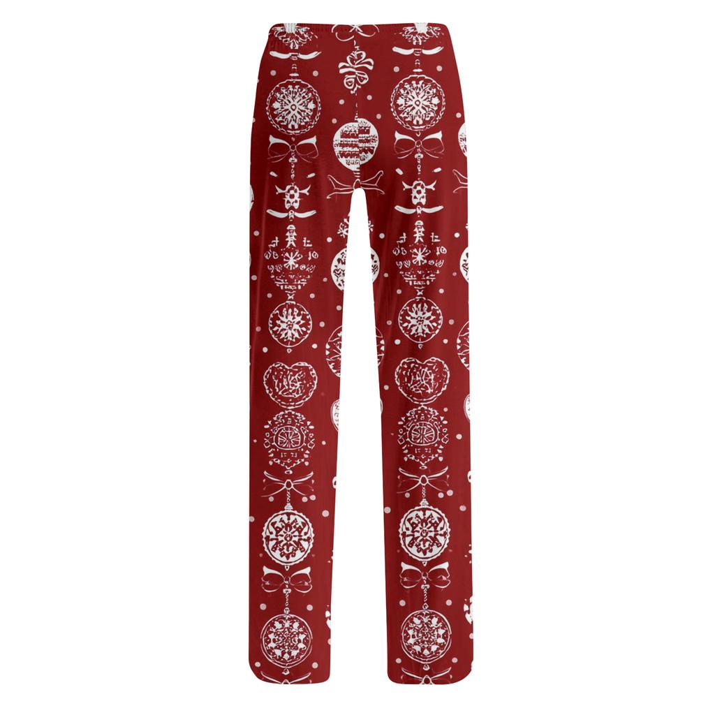 Women's Drawstring Christmas Printed Casual Pants