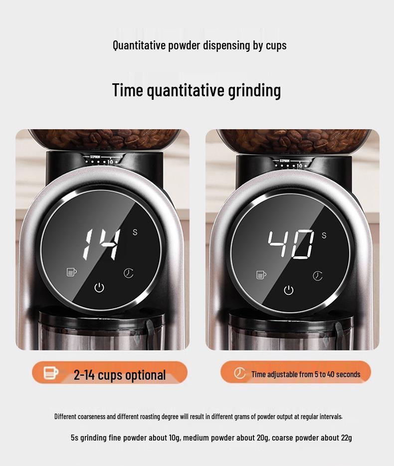 Cross-Border 110V/220V Electric Coffee Bean Grinder with 420 Steel Core – Ideal for Hand Pour Over and Espresso.