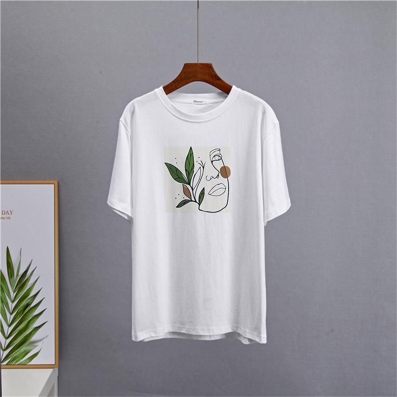 Shellsuning Oversized Aesthetic Printing T-shirts for Women Summer New 100% Cotton Casual Retro Basic Tees Female Korean Harajuku Tops