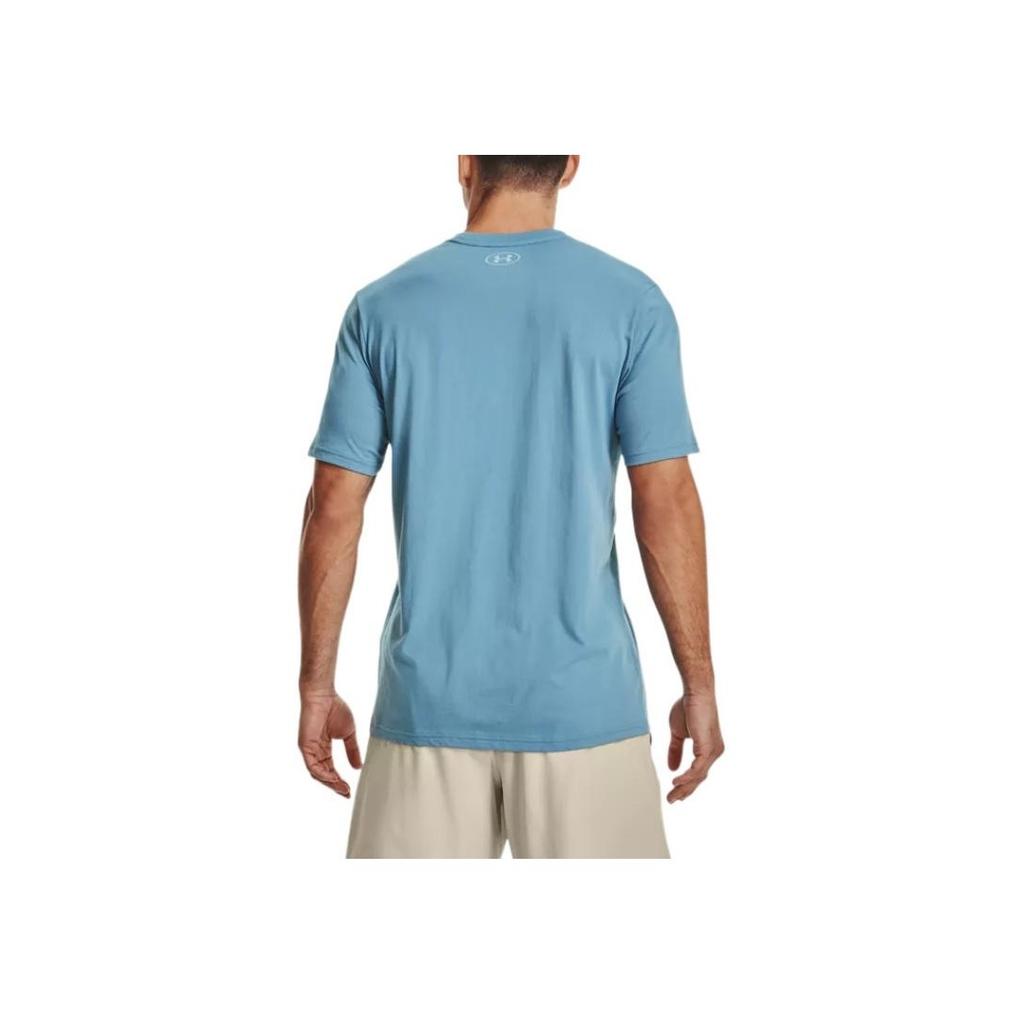 Under Armour Project Rock Printed Logo Crew Neck T-Shirt Men Tops Blue 1370483-416