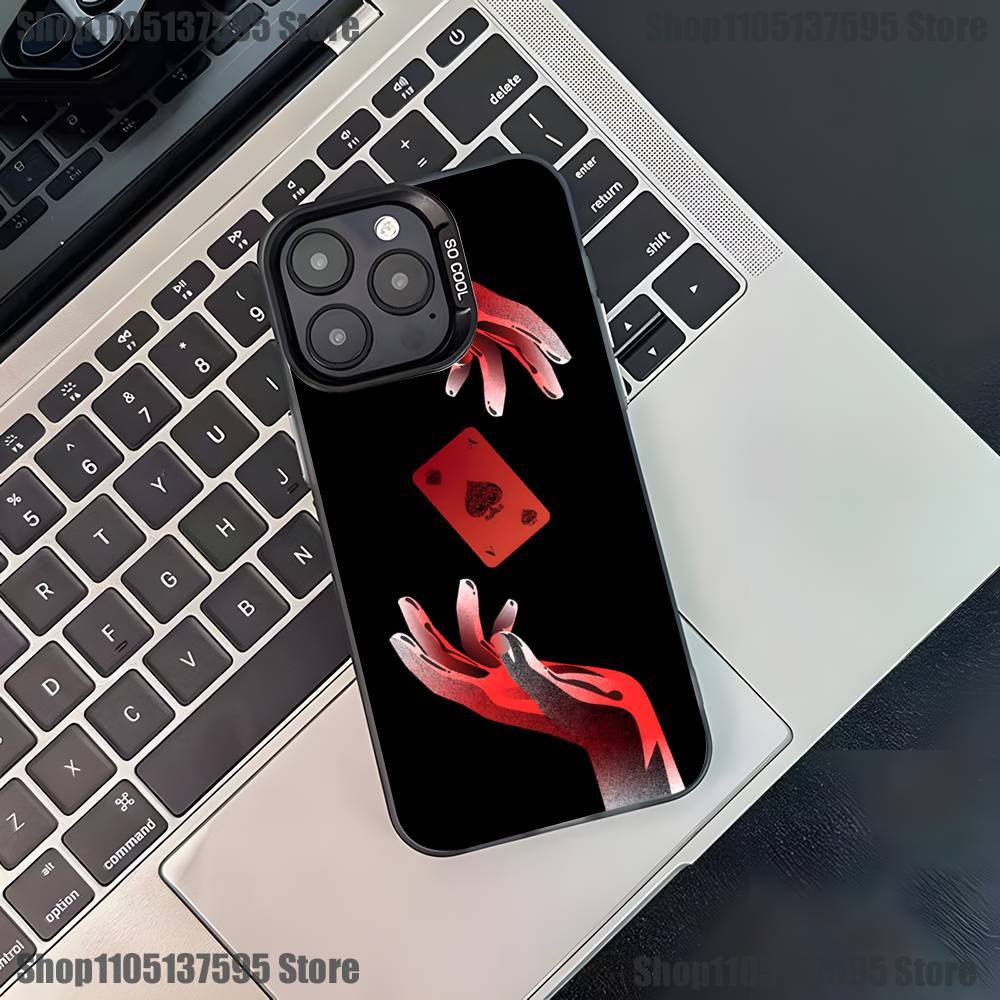 Ace of Spades Poker Phone Case For iPhone 17,16,15,14,13,12,11,Pro,XS,Max,Plus,Mini,SE4,E Black Matte Shockproof Cover