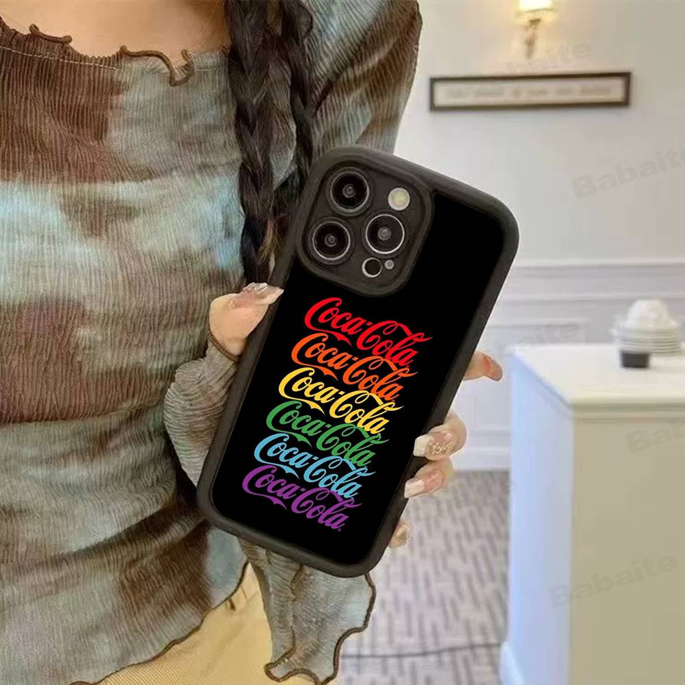 C-COCA Logo C-COLA Silicone Soft Phone Case For IPhone 17 16 14 13 12 11 15 Pro Max Plus Air Cover