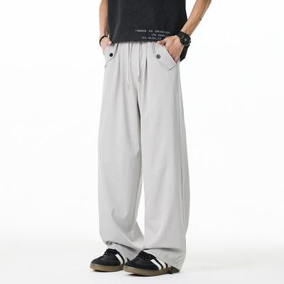 Sommerhosen für Herren, Locker sitzende Freizeithosen mit geradem Bein, Eisseidenhosen