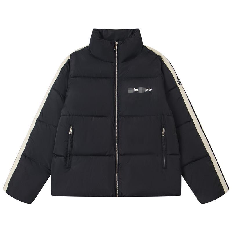 Unisex Palm Angel Striped Color Block Letter Print Stand Collar Cotton Jacket