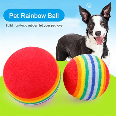 Rainbow 3.5cm Cat Toy Ball Interactive Cat Toys Play Chewing Rattle Scratch EVA Ball Training Pet Supplies