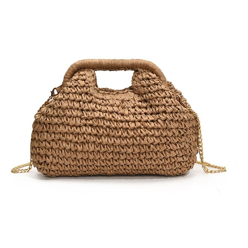 Trendig Vävväska i Halm för Kvinnor Mode Axelväska Mångvägs Crossbody Strandväska för Sommar Utomhus Bröllopsfest Ny