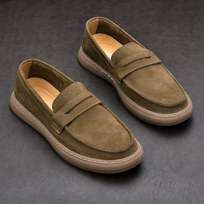 Fashion Vintage Man Casual Shoes Genuine Leather Slip-on Light Comfortable Driving Loafers Moccasins For Men Party Wedding Flat