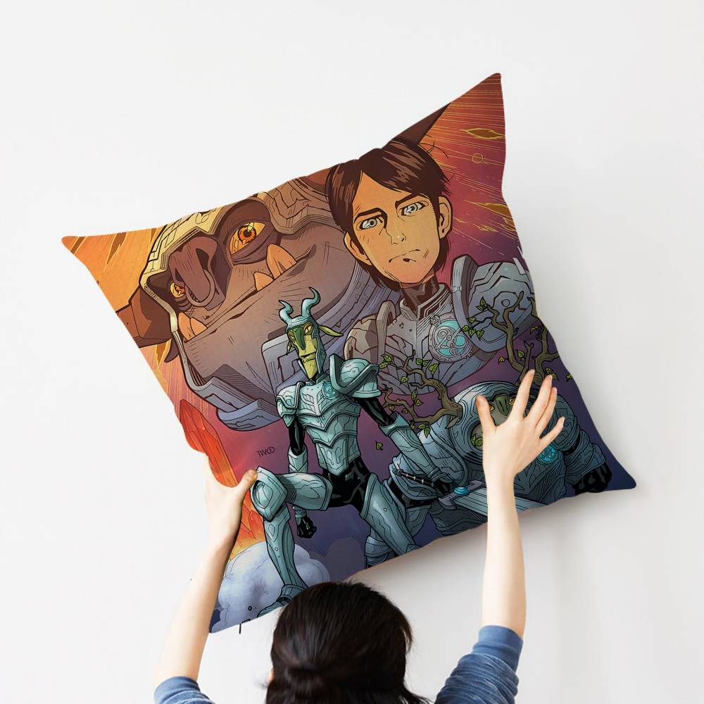 Anime Trollhunters Pillow Covers Cartoon Sofa Decorative Home Double-sided Printing Short Plush Cute Cushion Cover