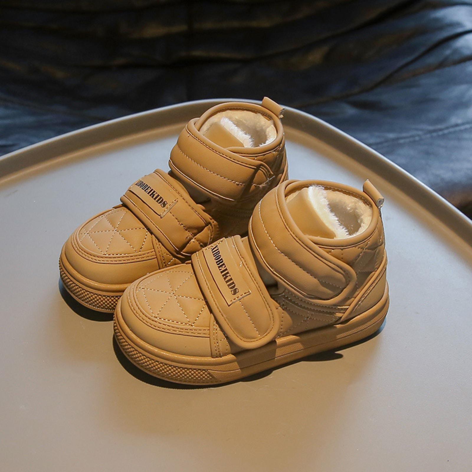 

Boys And Girls Snow Boots Children s Waterproof Non-slip Shoes Plus Velvet Cotton Boots 33 коричневый