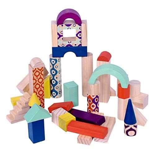 Jouet de construction - B. Wood - U Build It - 40 blocs en bois - Couleurs vives - Pour enfants