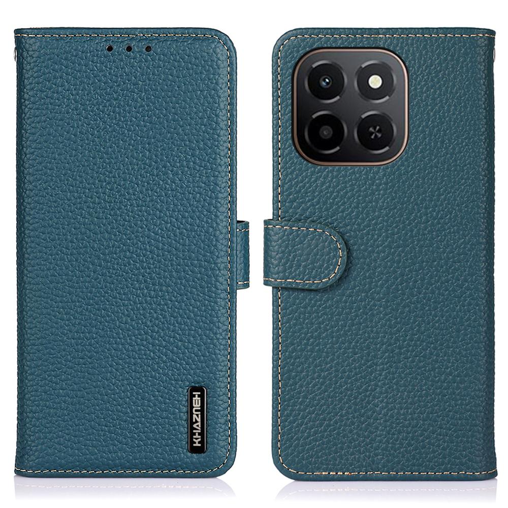 

KHAZNEH For Honor X6c 4G Case Genuine Cow Leather Flip Phone Cover Green