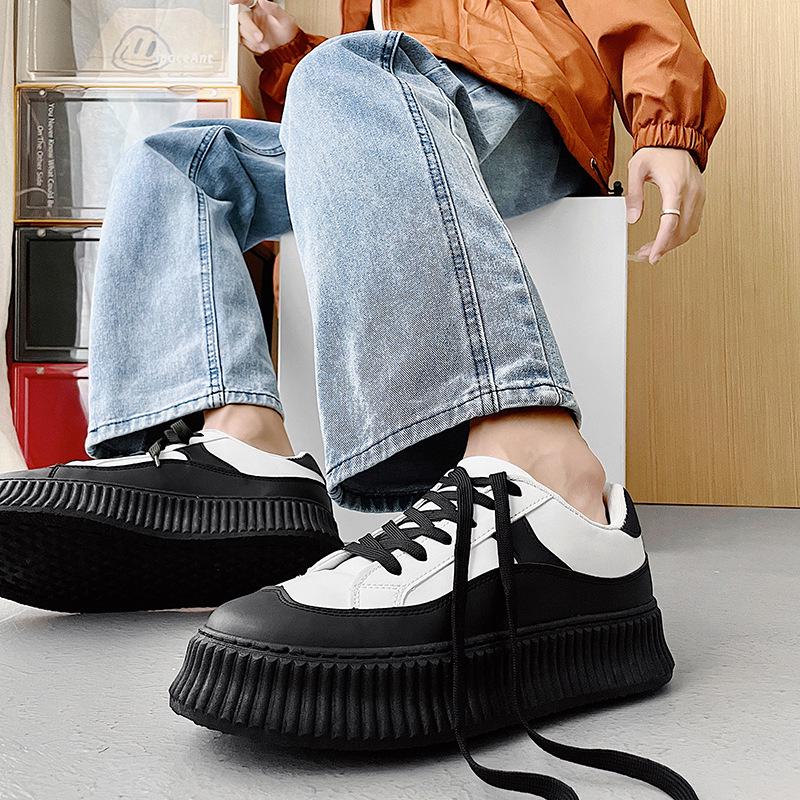 2025 Harajuku Style Thick-Soled White Sneakers for Men - Casual Sport Ulzzang