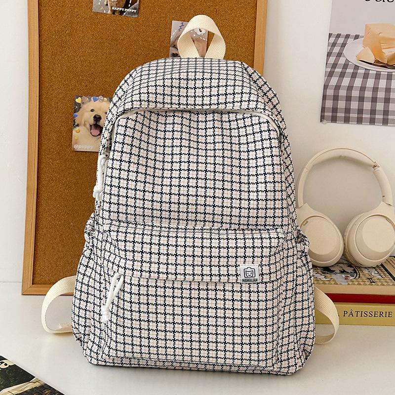 

Children s schoolbag Elementary school girl Junior high school student Plaid high school student Backpack Fashion backpack