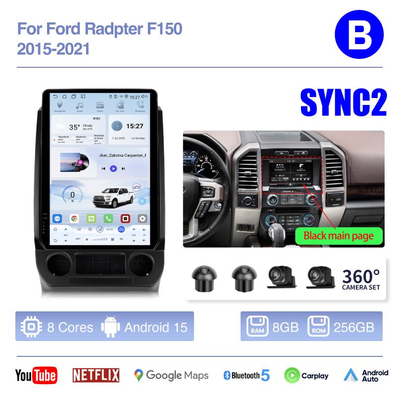 14.5Inch Android 15 8 Core For Ford Radpter F150 2015 - 2025 Car Multimedia Video Player GPS Navigation Auto Radio Carplay 360