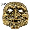 Masque de Clown Effrayant Réaliste Masque Facial Vintage Halloween, Or Argent Accessoire Sinistre Vision Confortable pour Fête, Costume Mascarade Maison Hantée Cosplay