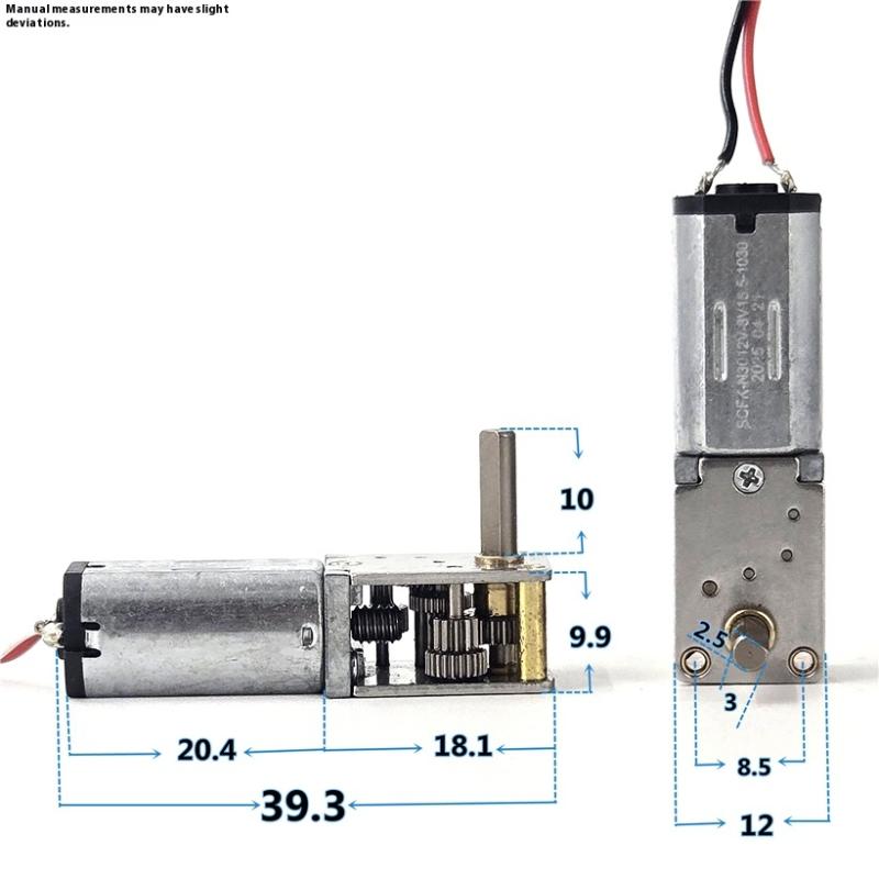 1 ks DC 3V-6V 5V 10 ot./min Pomalý Velký Točivý Moment Redukční Motor Pravý Úhel D-Hřídel Auto Robot Mini N30 Kovová Převodovka Redukční Motor