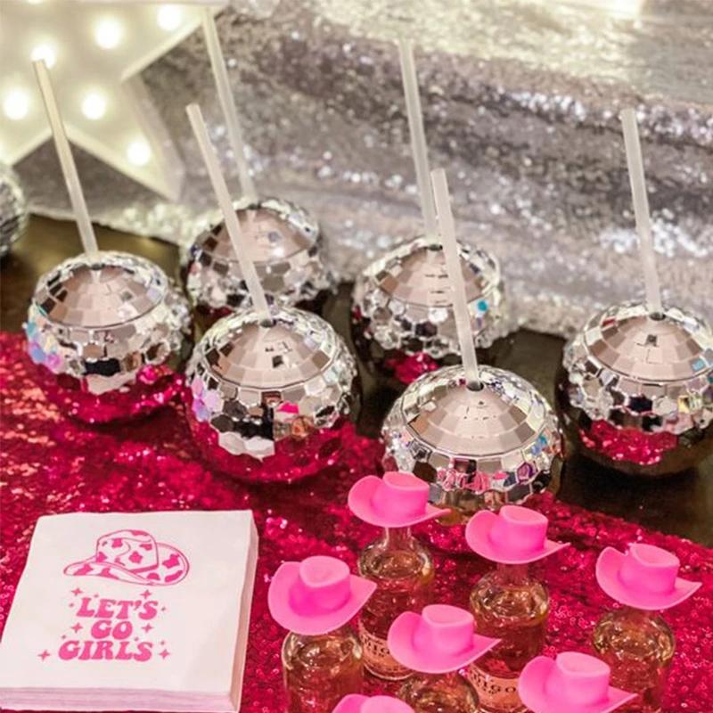 Mirror Ball Sparkling Round Ball Cup Single Decoration Cocktail Cup Beverage Bottle Beach Swimming Pool Cocktail Beverage Cup