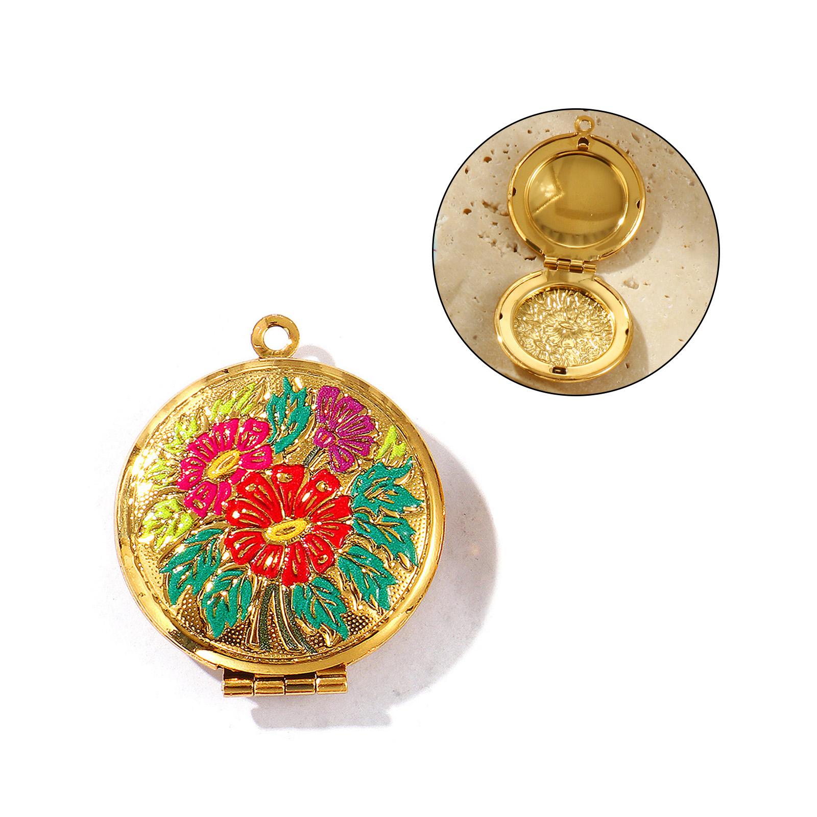 

1Pc 304 Stainless Steel Mother s Day Picture Photo Locket Frame Pendants 18K Gold Plated Enamel Can Open Charms For DIY Necklace
