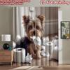 2D Flachdruck 2 Stück Vorhänge Niedlicher Yorkshire Terrier Toilettenpapier-Chaos Digital Bedruckte Polyester-Vorhänge Party-Dekorationen für