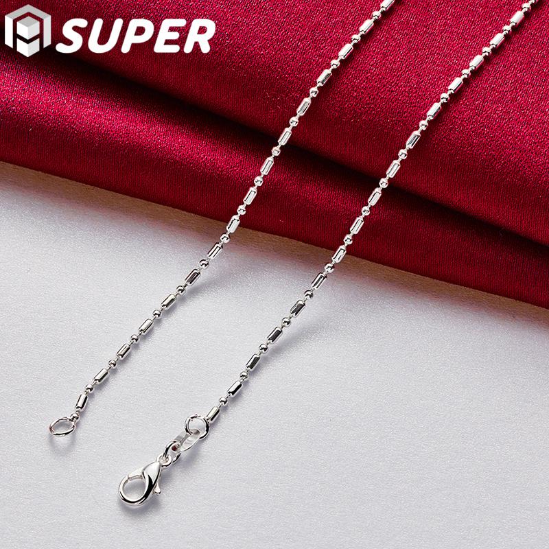 925 Sterling Silver Bamboo Chain Necklace 45cm Wedding Fashion Jewelry