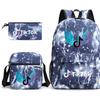 3 Piece School Backpack Set for Students Large Capacity Oxford Cloth Schoolbag with Shoulder Strap and Pencil Case