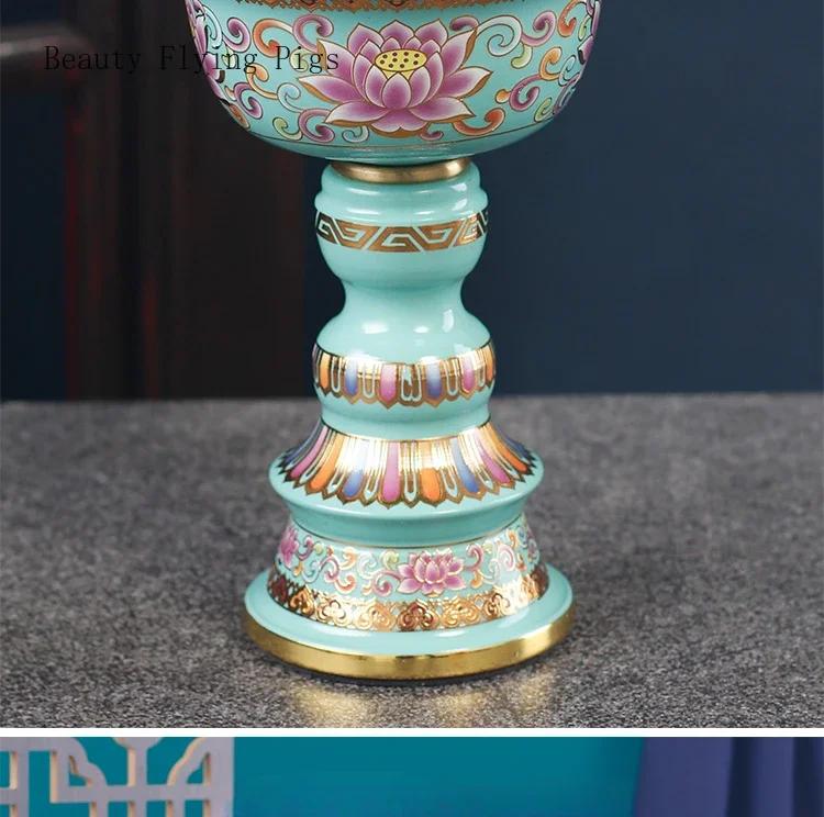 12.1x17.8cm Retro Nostalgic Zinc Alloy Butter Lamp for Home Offerings, Changming Lamp for Buddha Lamp Feng Shui  Buddhism