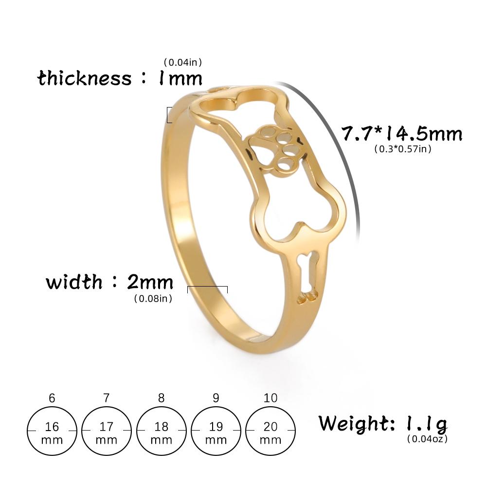 Cat Paw Print Rings For Women Silver Gold Color Stainless Steel Hollow Cute Lovely Fashion Female Jewelry Accessories New