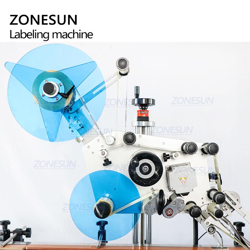 ZONESUN ZS-TB113B Automatic Cosmetic Cream Pressed Powder Box Flat Top and Bottom Labeling Machine Label Applicator