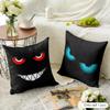 Funny Black Emoticons Cushion Cover Natural Linen Organic Fabric Double-Sided Printing Sofa Home Decor Gift Pillow Case
