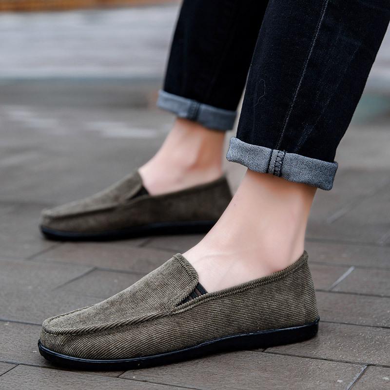 Men's Corduroy Slip-On Loafers Casual Breathable Boat Shoes