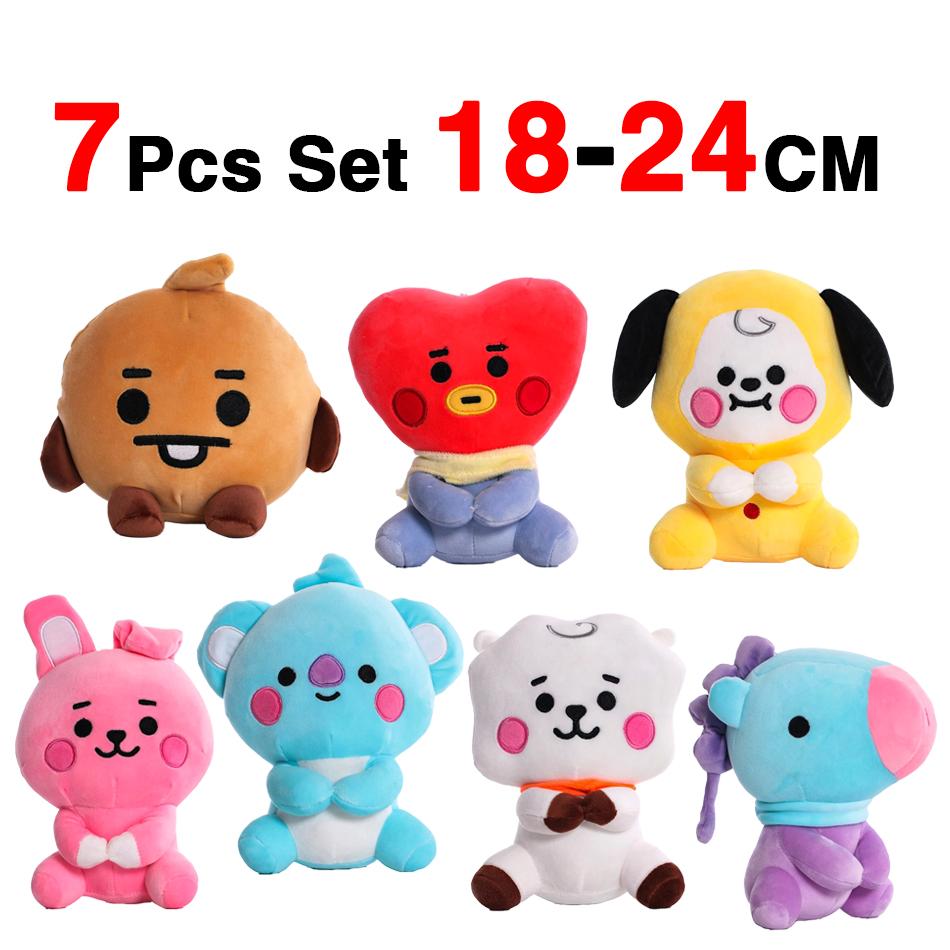 12-24cm B-T Cartoons Baby Pendant Plush keychain Toys Bangtan Boy Groups Peluches Cartoon Backpack Decoration Dolls Kid Gifts