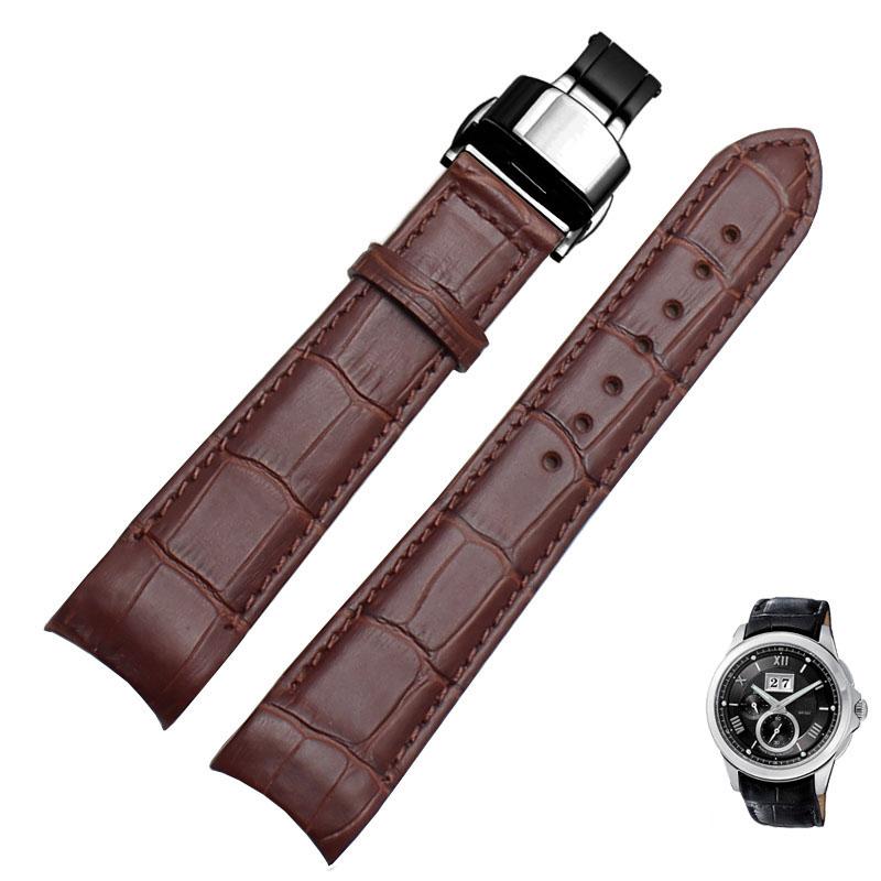 Curved End Men's Watchband for Citizen BL9002-37 05A BT0001-12E 01A Watchstrap Genuine Leather with Butterfly Buckle 20 21 22mm