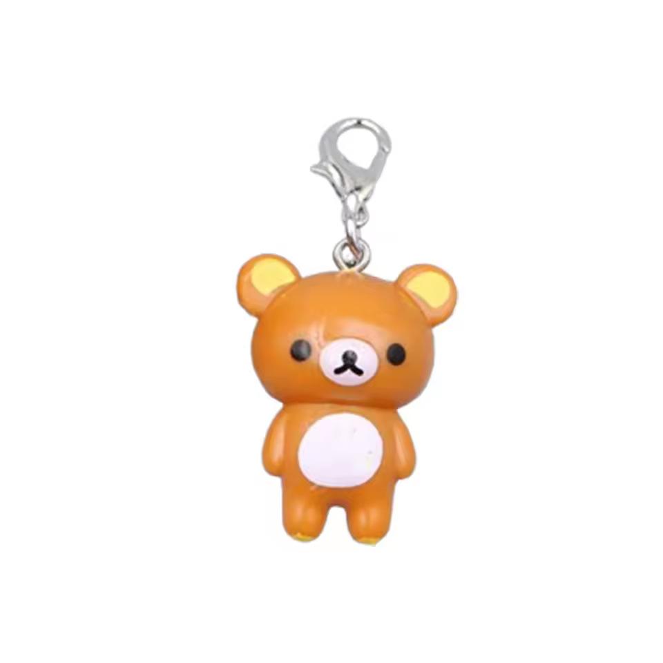 Kawaii Rilakkuma Easy Bear Keychains Lazybear Doll Bag Clothing Puller Phone Rope Keyrings Accessories Pendants Couple Gifts