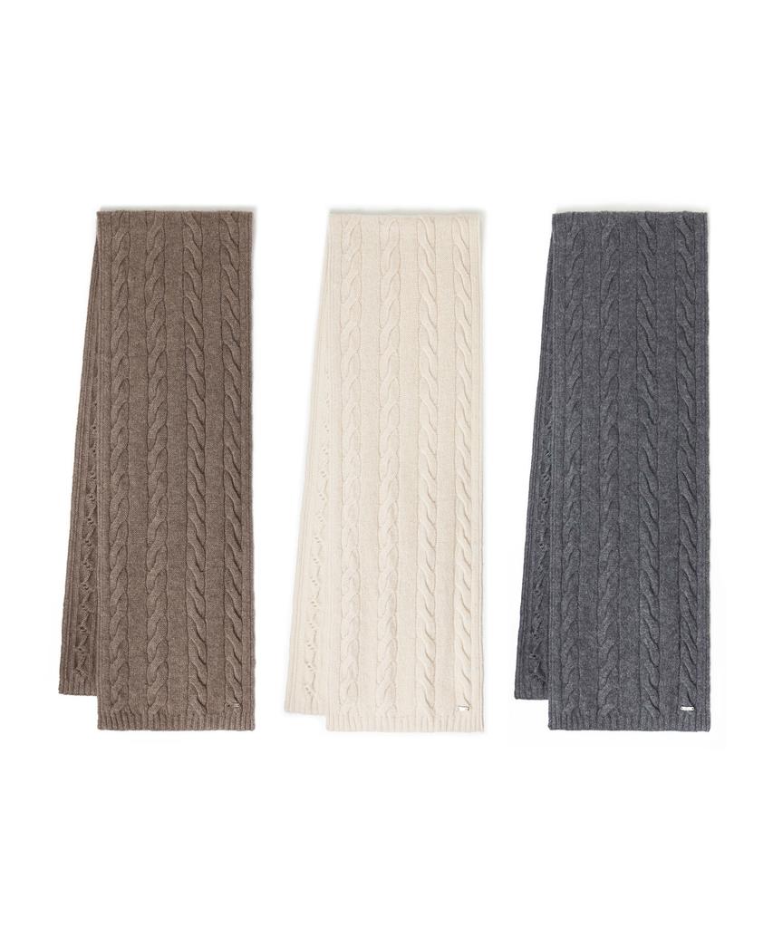 Eleuheuseu 100% Cashmere Cable Long Scarf (Select 1)