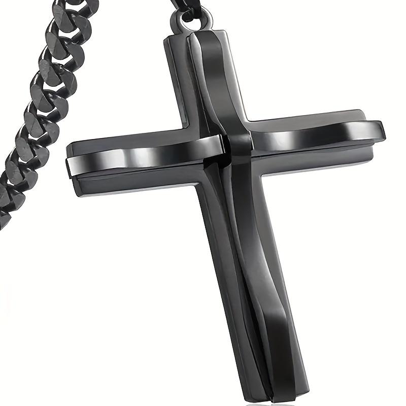1pc Men's Hip Hop Style Crafts Black Cross Accessories Hip Hop Trendy Men's Pendant Cross Necklace