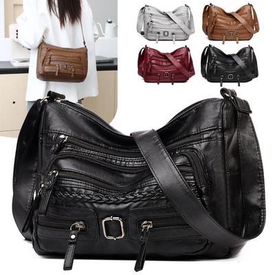 Large Capacity Single Shoulder Crossbody Bag Mom Bag Women's Soft Leather Shopping Purse