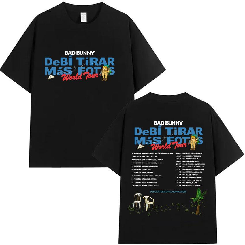 

Rapper Bad Bunny Tour 2026 Album Merch T Shirts Debi Tirar Mas Fotos DTMF Graphics Tshirts Unisex Hip Hop Oversized Cotton Tees 3XL