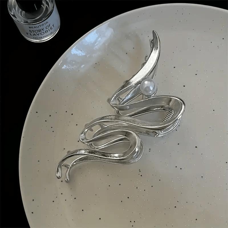 Haarklammer   Hinterkopf-Greifklemme Metall Große Haiklammer Haarnadel Haarnadel Kopfschmuck Haarnadel   Geschenk Silberfarben Haarklammern für Frauen