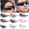 Trendy Women And Men Uv400 Protection Cool Black Sunglasses Wrap Around Sun Glasses Rimless  Sunglasses Stars Decor