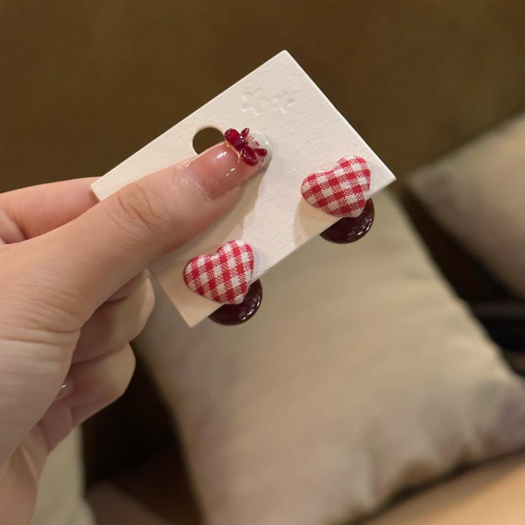 

Серьги Ankola Red Plaid Heart с двумя ушками: Легкая роскошь для осени и зимы