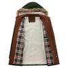 Giacca Imbottita in Pile di Cotone Media e Lunga Casual Spessa Cappuccio Rimovibile Giacca da Uomo in Lana d'Agnello