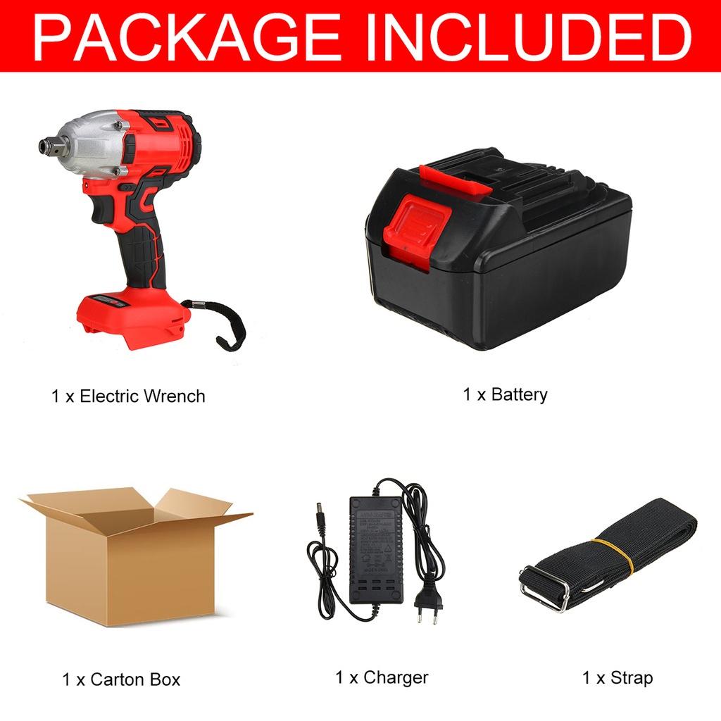 

6 шт. 388vf бесщеточный беспроводной электрический ударный гайковерт 1/2 дюйма электроинструмент для дома 15000 амч литиевая батарея для батареи 18 В 1*Battery