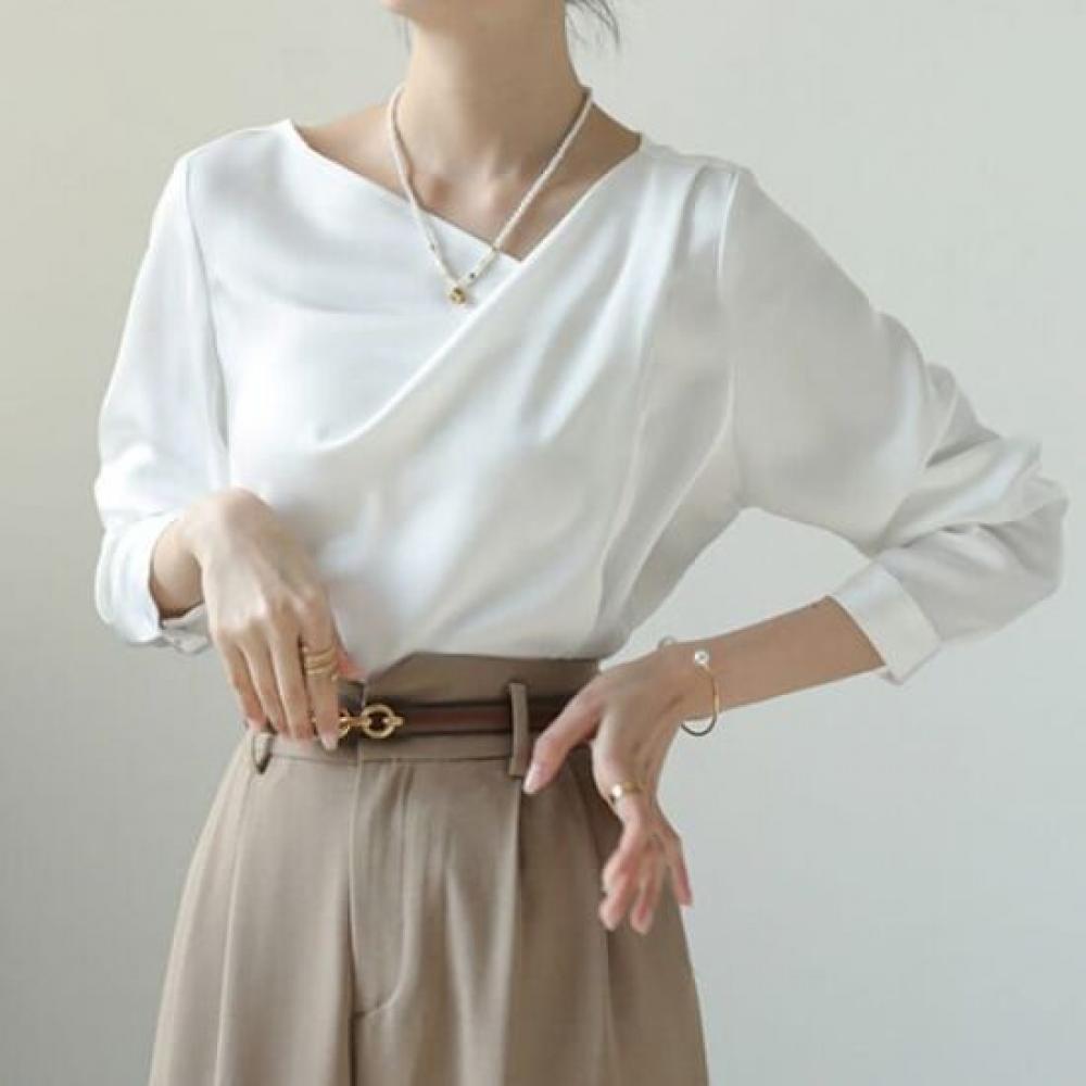 NaVaVa Elegant Shirred V Neck Long sleeVe Blouse Nb3050