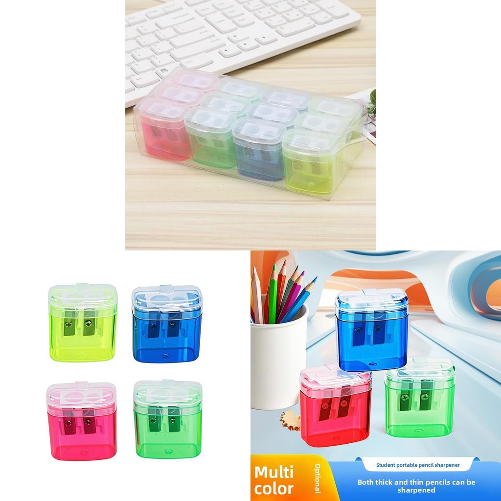 Dual Hole Pencil Sharpener With Geometric Design For Students And Office Use