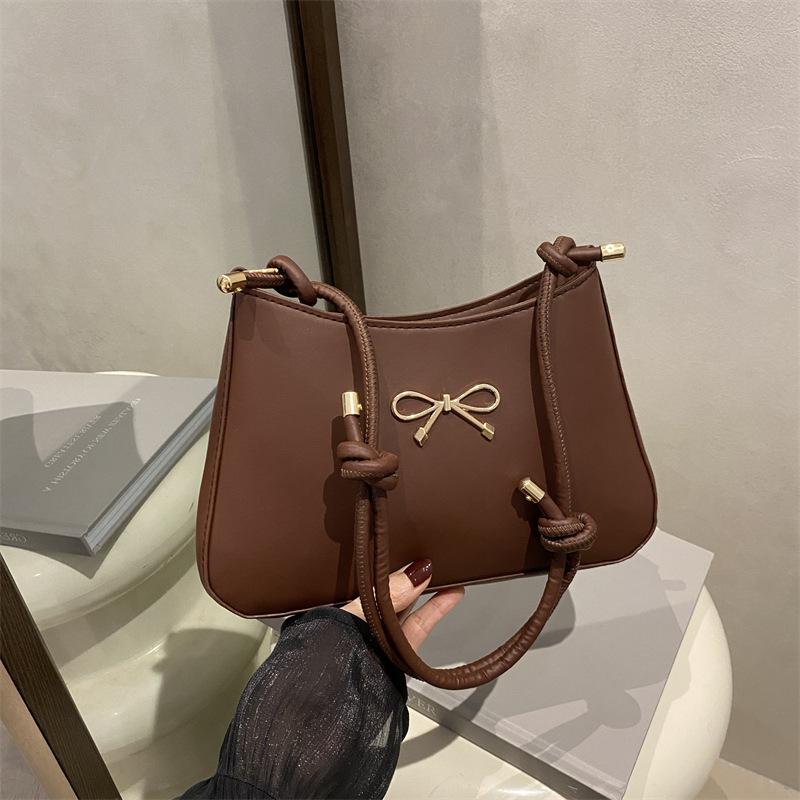 Fashion casual bow shoulder bag spring and summer new texture messenger bag simple underarm bag