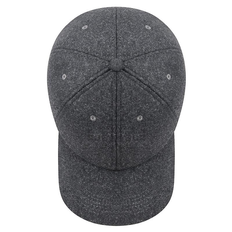 Mens Winter Warm Wool Baseball Cap with Ear Flaps Adjustable Hat