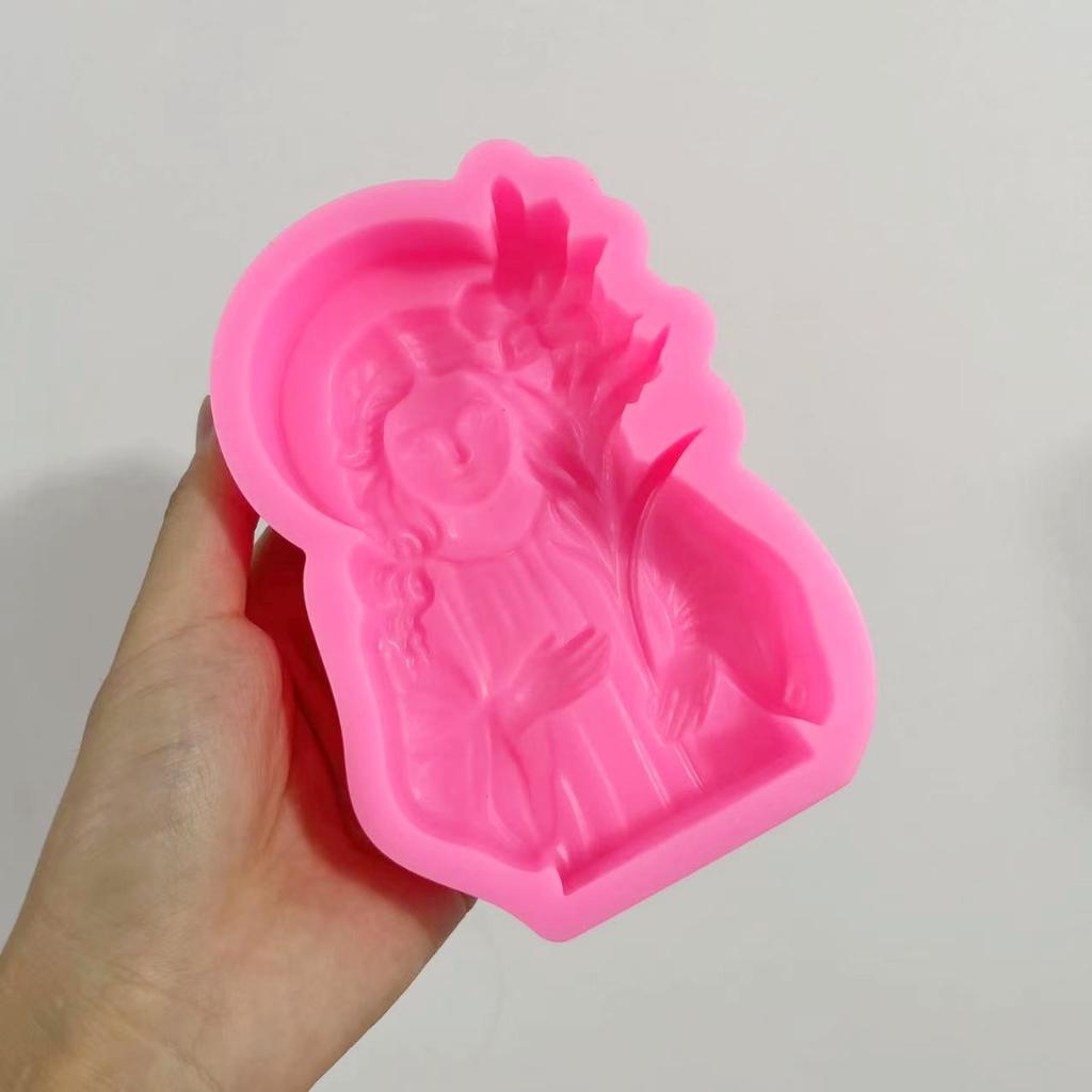 2D/3D Handheld Flower Goddess Woman Candle Silicone Mold Curling Flower Virgin Mary Resin Mold Female Gypsum Mold Home Decor